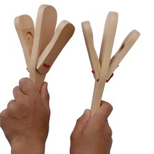 2 Pcs Professional Castanets, Single Set with Handle  Wooden Castanet Clapper ...