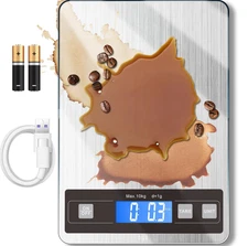 hito 22lb Kitchen Scale, 1g/0.1oz Precision, Dual Charging, Waterproof LCD