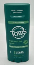 TOM  S Of Maine Deodorant ALUMINUM FREE CUCUMBER ALOE 3.25 oz Each Lot Of 2 New