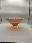 Vintage Dugan Peach Opalescent Carnival Glass 3 Footed Candy Dish Bowl W/ Ribbon