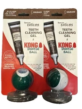 TropiClean Enticers Kong Dental Ball Kit Teeth Cleaning Gel 1oz 2 Pack FREE SHIP