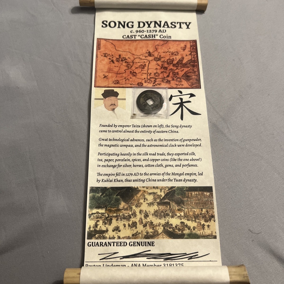 Song dynasty - Cast Cash Coin In Scroll (960-1279) Guaranteed Genuine | eBay