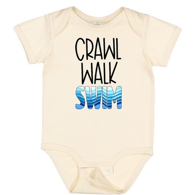 Inktastic Crawl Walk Swim Wave Design Baby Bodysuit Sports Swimming Swimmer Pool