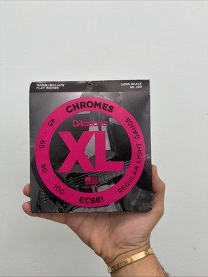 D'Addario XL Chromes Flatwound Bass Guitar Strings -.045-.100 Regular Light,