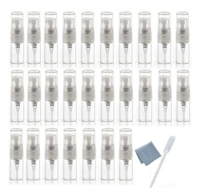 2Ml Clear Glass Empty Bottle Spray Refillable Perfume Atomizer Bottles, 30 Pack