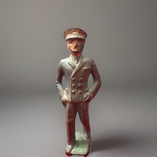 Grey Iron Toy Soldier G69 Naval Officer in Blue White Hat  Christmas village 