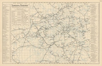 LONDON. Eisenbahn & U-Bahn U-Bahn Karte. Antike Landkarte von GW SPECK 1884 alt