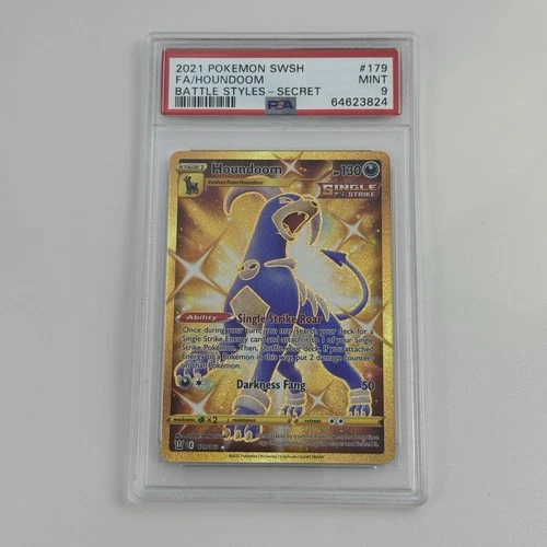 PSA 9 MINT Houndoom Gold Secret Rare #179/163 – 2021 Pokémon SWSH Battle Styles