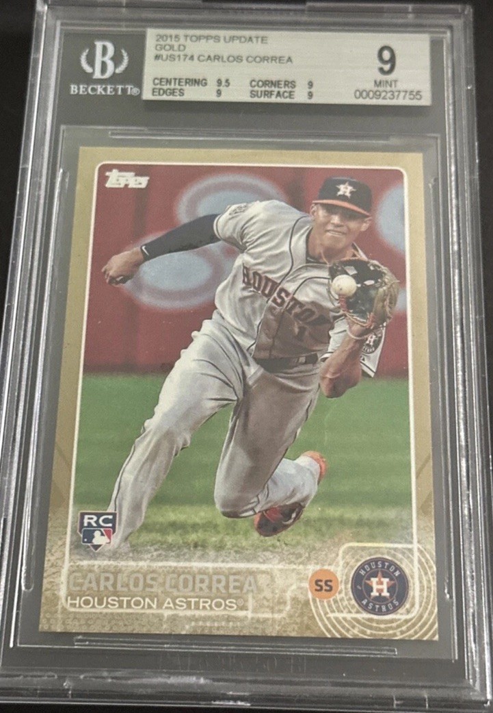 2015 Topps Update Carlos Correa Gold Catching /2015 BGS 9 Houston Astros