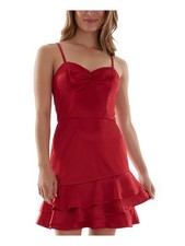 BCX DRESS Womens Spaghetti Strap Above The Knee Party Sheath Dress