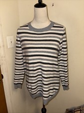 Loft Women  s Striped Sweater Cotton Blend Long Sleeve Multicolored XS