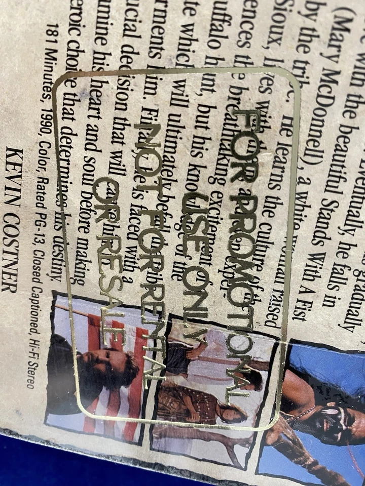 Dances with Wolves Promo, Very Rare VHS,1990 New Factory Sealed, Orion Watermark - Image 3 of 4