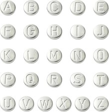 Metal Flat Round Letter Beads A-Z for Jewelry Making and Crafts