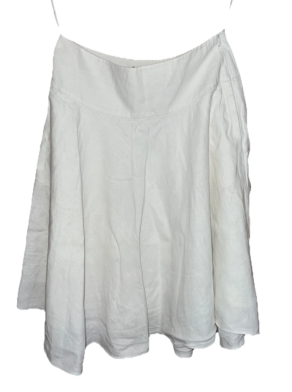 RALPH LAUREN WHITE LINEN A LINE FLARED SKIRT POCKETS SIZE 4 NEW