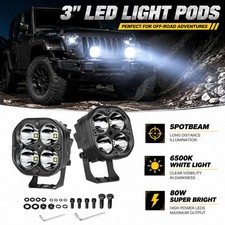 2x 3in Led Pods Spotlight Off Road Work Lights Bumper For Jeep Wrangler Jk Tj Cj