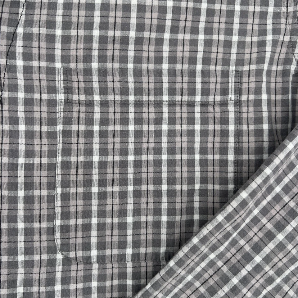 Club Room Shirt Mens Extra Large Gray Plaid Cotton Button Front Camp Collar - Image 4 of 4