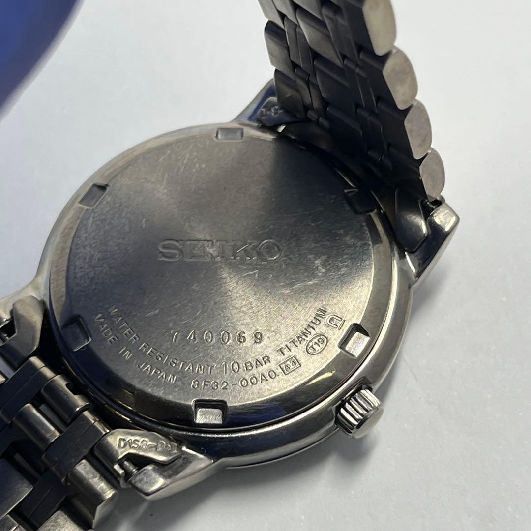 Seiko Perpetual Calendar Watch 8F32-00A0 White Dial Titanium 