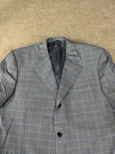 CANALI 100 WOOL GRAY PLAID DUAL VENT BLAZER MADE IN ITALY SIZE 46 US/56 EU FLAW