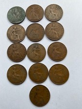13x Vintage Collectable English Penny George V Coins (1916-1935) Bulk Lot