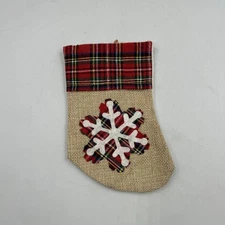 7 inch Mini Burlap Christmas Stocking With Snowflake