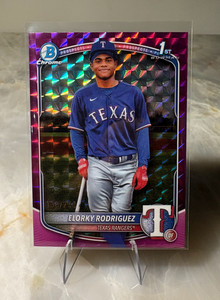 Elorky Rodriguez 2025 Bowman Chrome Fuchsia Geometric 1st /299 #BCP-186 -Rangers
