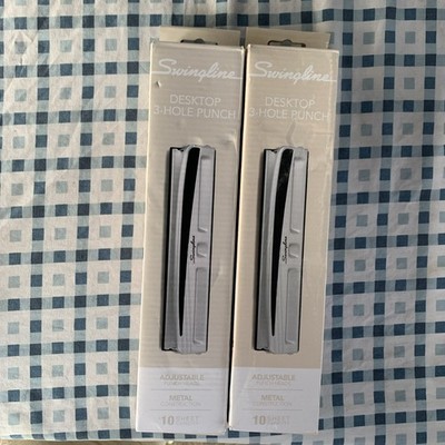 2 Swingline Desktop 3 Hole Punch 10 Sheet Capacity Metal Construction New in Box