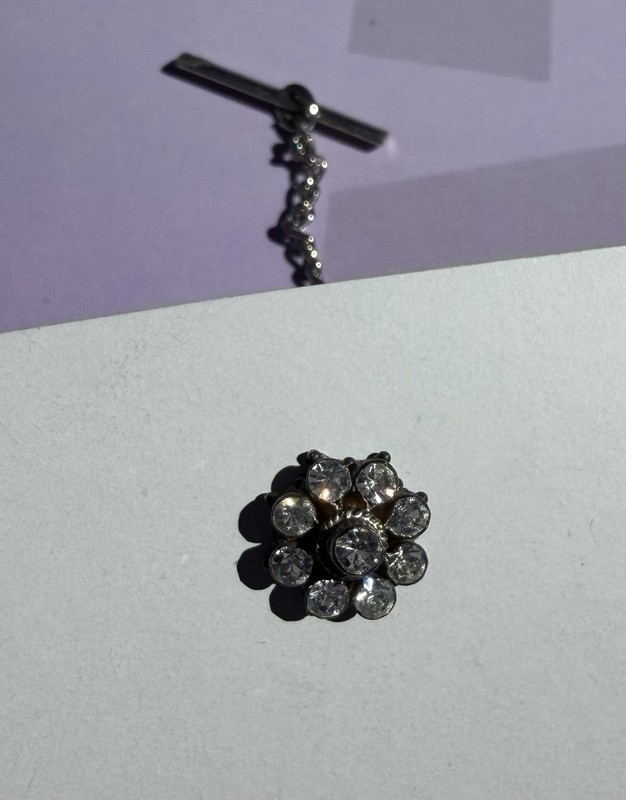 Vintage Rhinestone Tie Tack with Chain Tie Pin Men's Formal Wear