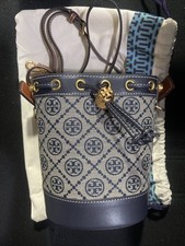 Tory Burch T Monogram Mini Jacquard Bucket Bag, Navy