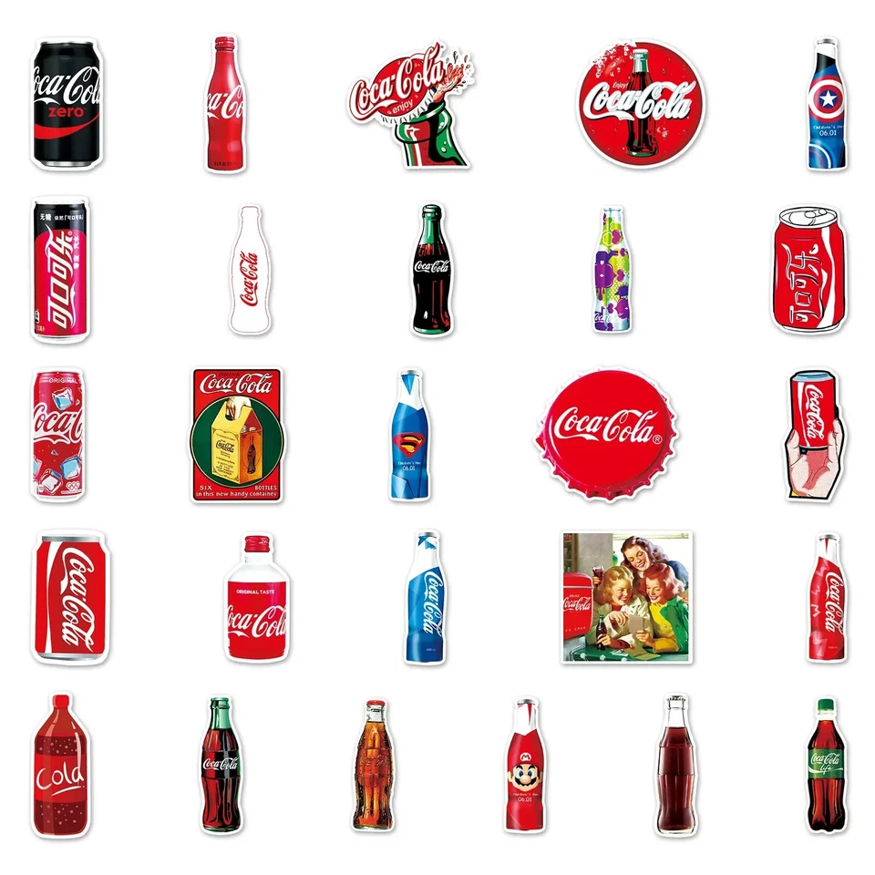 50pc COCA COLA, COKE LOGO MIX STICKERS-The First & Long Time Favorite Since 1886 - Image 4 of 4