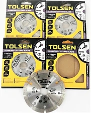 4 TOLSEN 4-1/2 SEGMENTED DIAMOND WHEEL CUTTING DISCS DRY/WET ANGLE GRINDER 76702