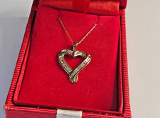 10K Yellow Gold Diamond Heart Pendant Necklace - 1/4 CTW
