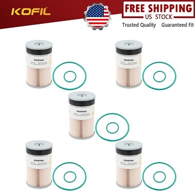 5 Pack FS19764 For Fleetguard Cummins Fuel Filter / Water Separator