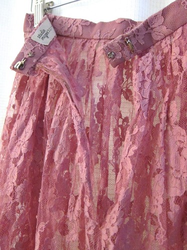 Vintage Pink Floral Lace Flared A-line Skirt Women's Sz Small - Picture 4 of 6