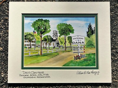 Quabbin Reservoir Art Print downtown Dana MA Double matted wall decor Central
