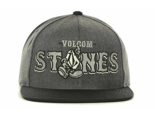 Volcom Stones Silver Logo 2Tone Charcoal Gray Black Adjustable Snapback Cap Hat - Image 2 of 4
