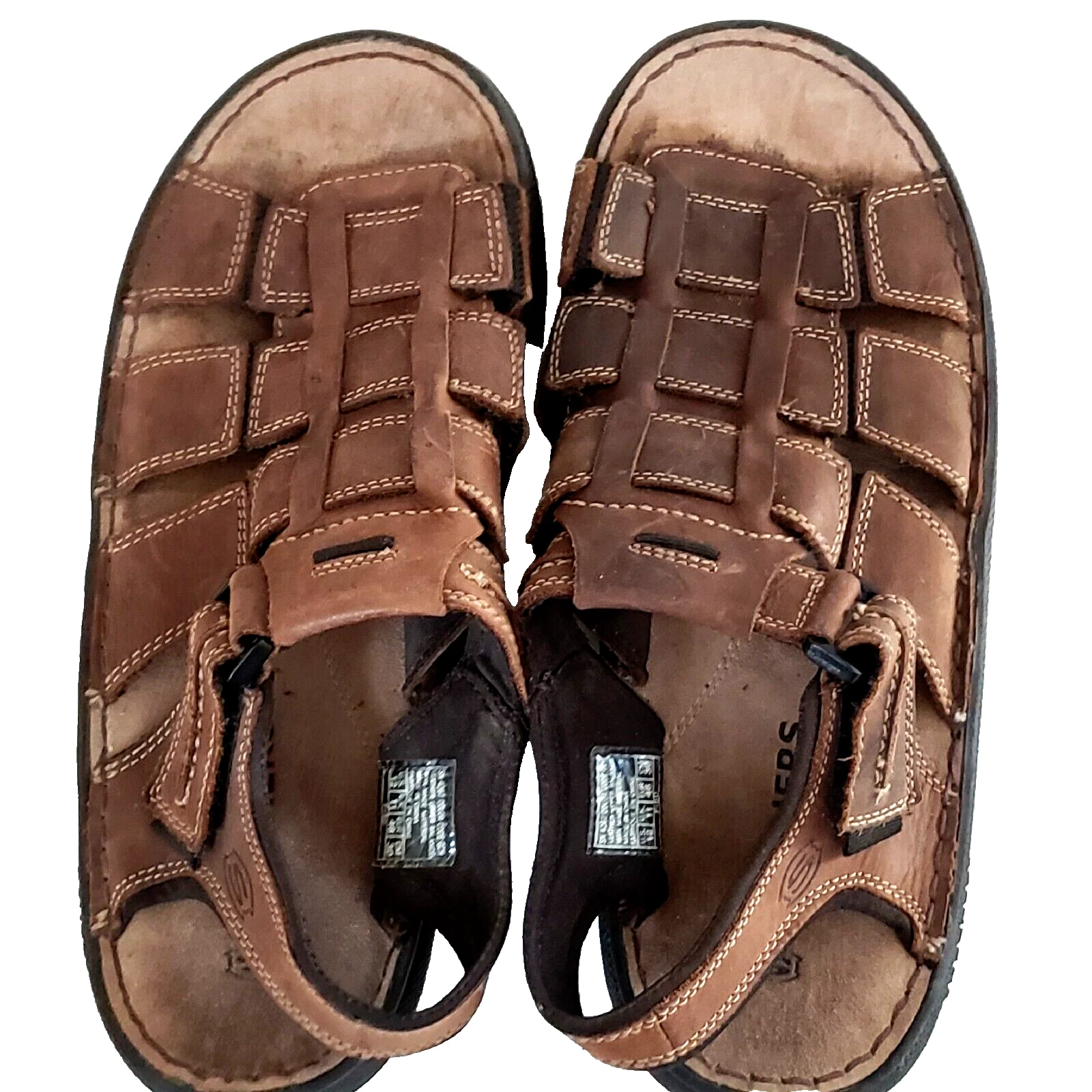 Skechers Mens Fisherman Sandals Leather Y2K Brown Size 12 Style #4267