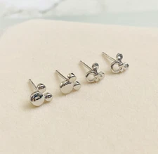 S925 Sterling Silver High Polished Minnie Mickey Mouse Stud Earrings
