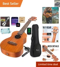 Free Online Lessons: 23-Inch Mahogany Concert Ukulele Starter Kit for All Ages