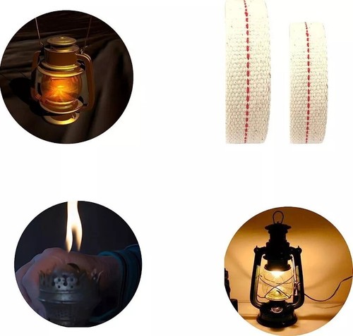 4 Rolls Oil Lamp Wick 1/2, 3/4, 7/8 Inch Flat Cotton Wick 6.5 Ft/roll Red Stitch - Picture 2 of 4