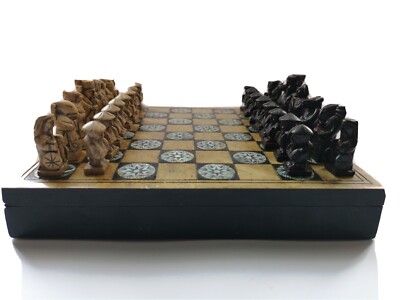 Alt Asia Stein Schachspiel pearlmut Old Asian Stone Chess Set mother of pearl