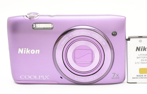 Cuerpo de cámara digital Nikon COOLPIX S3500 casi como nuevo púrpura 20,1 MP de Japón