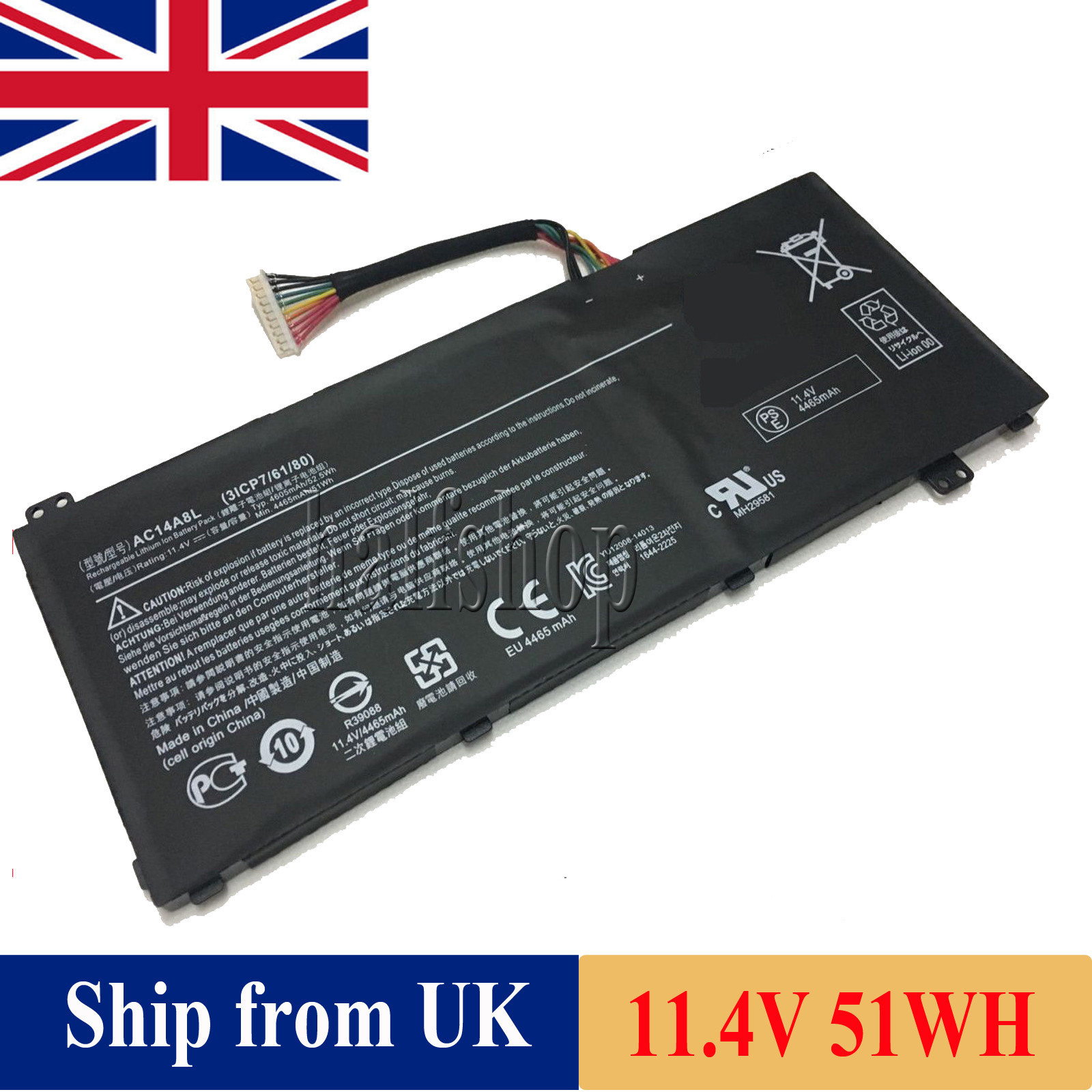 For VN7-571 VN7-591 592G 791 MS2391 AC14A8L battery