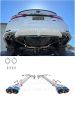 For 18-24 Toyota Camry T-304 Muffler Delete Quad Burnt Tips Axle Back Exhaust