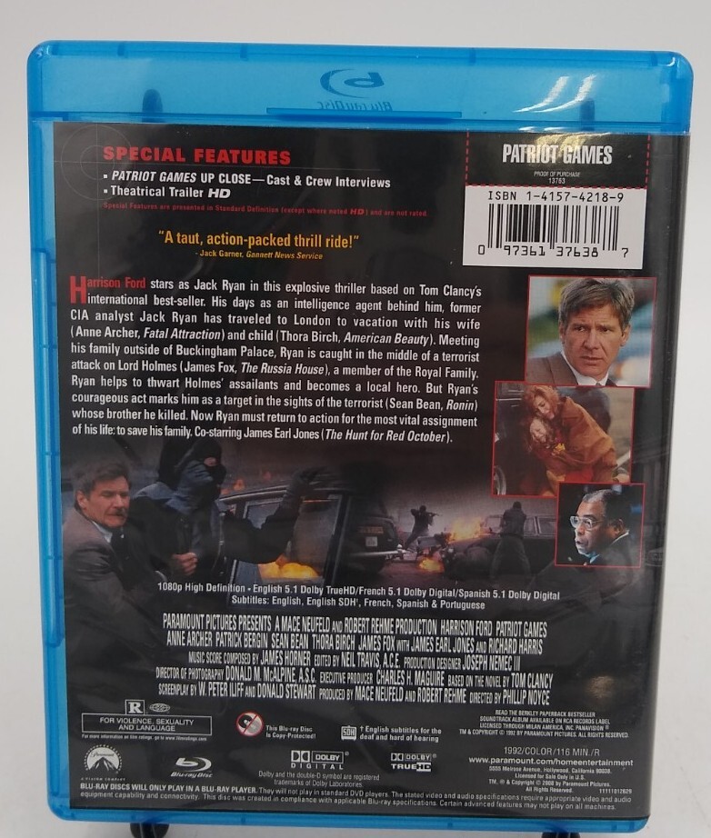 Patriot Games [Bluray] DVD, James Earl Jones, J.E. Freeman, Polly Walker, Samue 97361376387 eBay