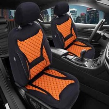 2x Sitzbezüge passend für Audi Q5 Sportback ab 2021 (Schwarz-Orange)