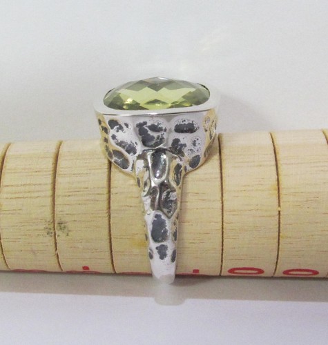 Judy Crowell JOYA Checkerboard Ouro Verde Green-Gold Hammered Texture Ring siz 9 - Picture 5 of 6