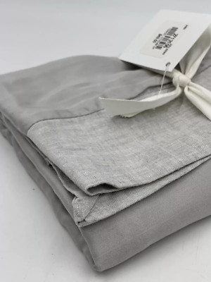 NWT Pottery Barn Gray Mist Linen Tencel Trim Euro Pillow Sham Brand New