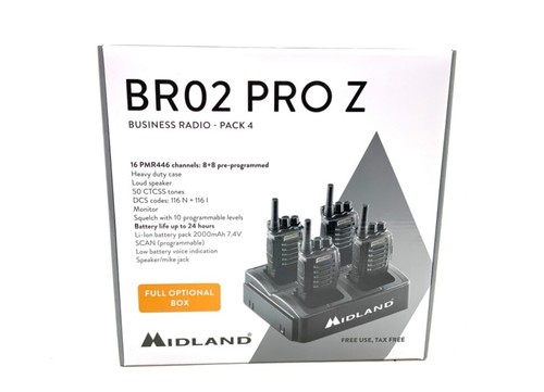 Midland BR02 PRO Z Quad, 4 Walkie PMR + cargadores auriculares baterias 2000mAH - 第 3/5 張圖片