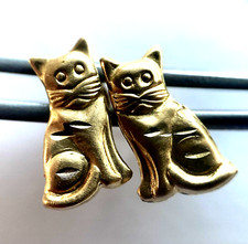 14K Yellow Solid Gold Kitty Cat Child Or Ladies Post Pierced Stud Earrings