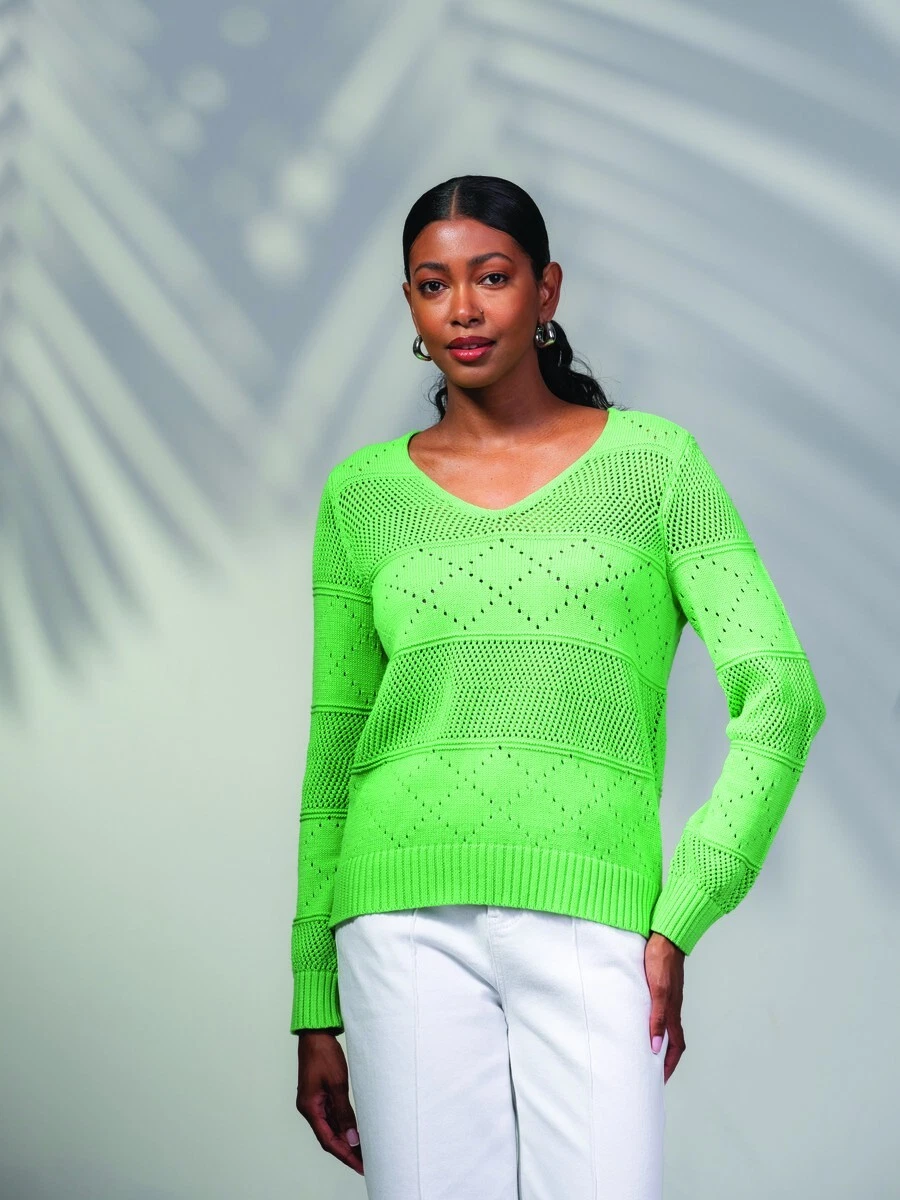 Alison Sheri A45289 Green V-Neck Knit Top Original Price £78.00